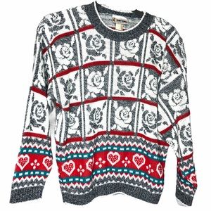 VTG 80s floral color block Sweater